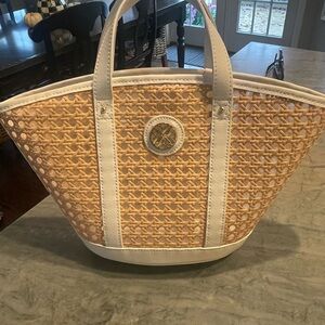 Lilly Pulitzer Beige and Cream Woven Tote
